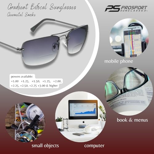 proSPORT Gradient Bifocal Sunglasses for Men Women Aviator Tinted Readers4