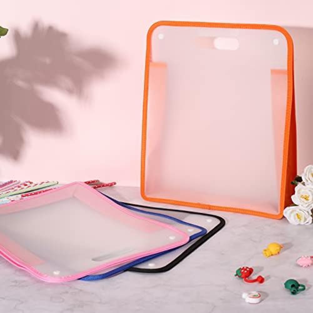 4Pcs 15.8 X 13 X 3 Inches Scrapbook Paper Storage Organizer Box, Expandable Paper Folio12 X 12 Sheets,for Cardstock Durable Pink & Black & Blue & Orange