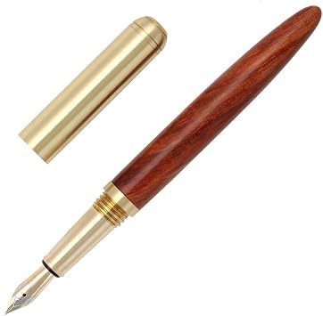 Gullor Handcrafted Rosewood Fountain Pen, Smooth and Easy Writing for Signature, Medium Nib, Red Wood