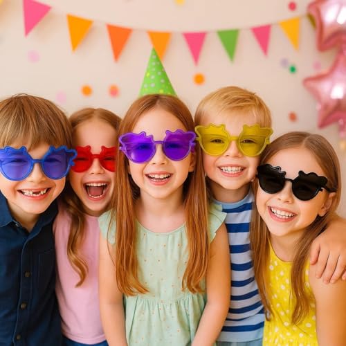 Image of Wanna Party Cute Kids Sunglasses bulk Party Favor, 6 Pack Transparent Pig Neon Sunglasses for Kids, Boys and Girls Age 3-8, Goody Bag Favors, Great Gift for Pool, Pig Birthday Supplies