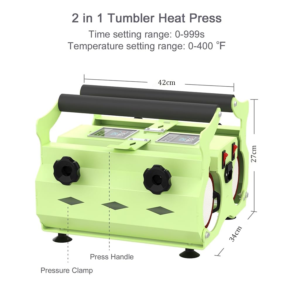 Presse à chaleur double station pour gobelets, presse à tasses 2 en 1 avec double chauffages et commandes LCD pour gobelets en acier inoxydable et céramique de 325 ml à 887 ml