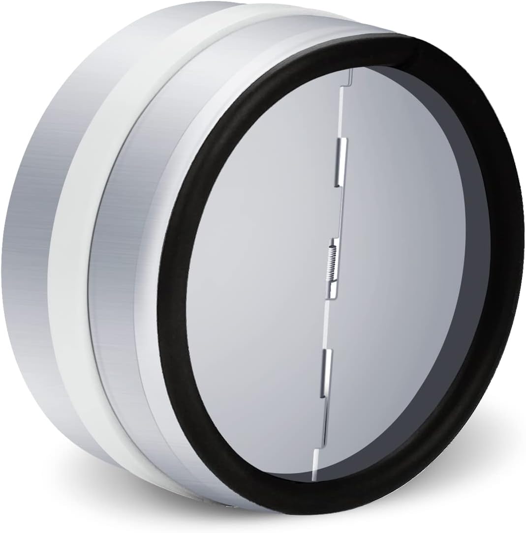 WeCooper Plug-in Backflow Flap DN 100 mm Extractor Ventilation Hood Galvanised Steel with Sealing Rubber Aluminium Flaps Ball Valve