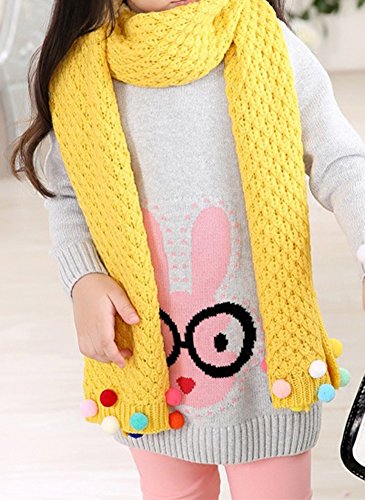 Little Girls Cute Knitted Warp Scarf Warm Winter Scarves with Ball3