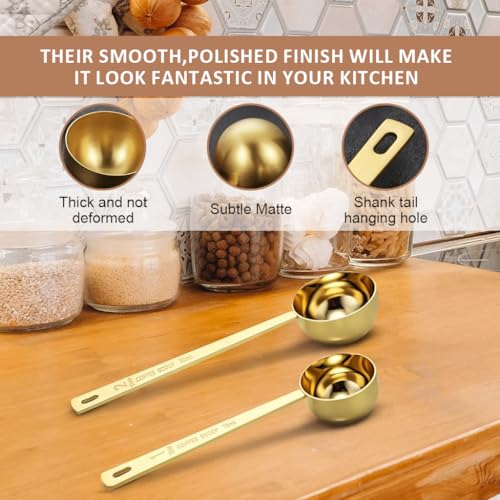 Image of Supvox Spoon Set for Kitchen 2Pcs Coffee Bean Scoops, 15ml /30ml Ground Measuring Spoons Set 6.1'' Long Handle Coffee Bean Spoons Stainless Steel Coffee Bean Scoops Kitchen Measure Spoons