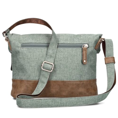 Damen Handtasche Olli OT6 erweiterbare Umhängetasche 2/4 Liter Crossbody Bag wasserabweisend robust strapazierfähig Canvas-Stil Vintage-Look (rock)