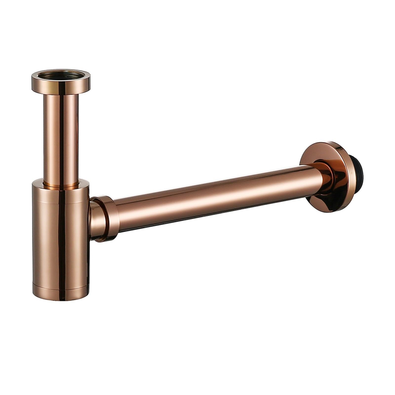 Lavabo sifónico Bottle Trap Round Siphon Antique Brass P-TRAP Bathroom Vanity Basin Pipe Waste Kit Hardware(Rose Gold)