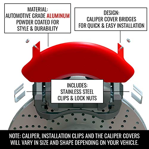 Image of MGP Brake Caliper Covers for 2010-2015 Chevrolet Camaro | Requires 18 inch+ Wheels, V6, Red Powder-Coated Aluminum, 4 PCS Front and Rear, RS (Gen 5 /6) Engraving