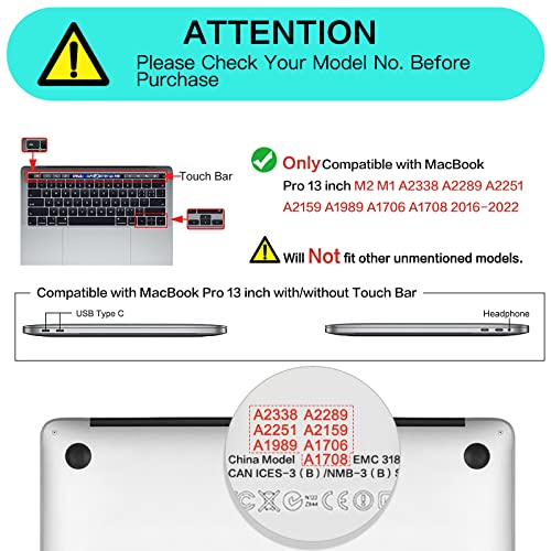 MOSISO Capa MacBook Pro 13 2016-2020 Versão A2159 A1989 A1706 A1708, Capa rígida com padrão de plást