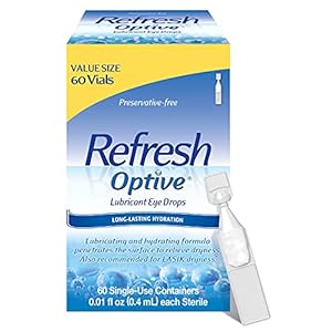 Refresh Optive Lubricant Eye Drops, Preservative-Free, 0.01 Fl Oz Single-Use Containers, 60 Count