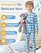 JunNeng Bamboo Viscose Pajamas for Toddler Boys, Baby Kids Soft Stretchy Pajamas Sets Sleeper, Blue Diamond + Light Blue 12-18 Months
