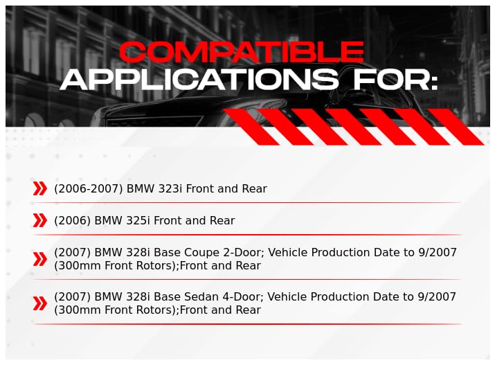 R1 Concepts Bremsen-Set Vorne & Hinten Für BMW 3er (2006-2007) – Inkl. Bremsbeläge & Rotoren, Halbmetallisch