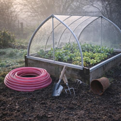 Image of LUVBATH 5 Meter Heavy Duty PVC Garden Hose Pipe 0.75 Inch | Flexible & Lightweight Water Pipe for Gardening, Car Washing, Floor & Balcony Cleaning | Durable Leak Resistant Water Hose (16.4 Feet, Pink)