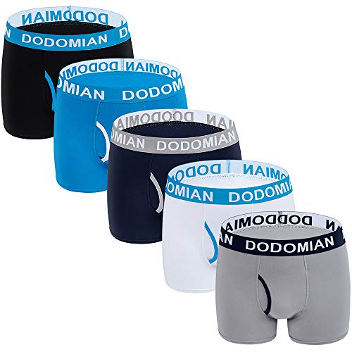 DODOMIAN Mens Boxer Shorts 5 Pack Boxer Briefs Trunks Ultra Soft Cotton Sports Underpants Colorful Underwear,DNKD0901,S