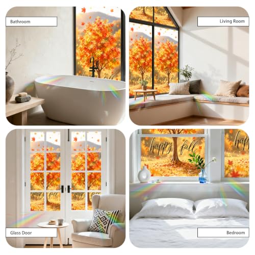Image of Nuxovilar Fall Window Cling 17.7 x 39.4 in, White Frosted Maple Tree