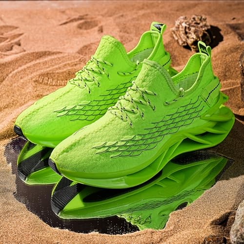 Men's Walking Shoes Blade Non Slip Fashion Sneakers Breathable Mesh Soft Sole Casual Athletic Sport Shoes Suitable for Running, Basketball, and Outdoor Activities (Yellow,10.5)3