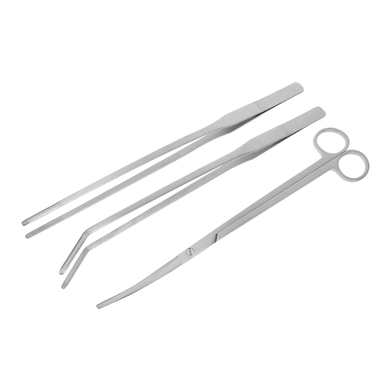 VANZACK 4 Sätze Aquarium Werkzeugset für Pflanzenpflege Teiliges Edelstahlset mit Gebogenen Scheren und Pinzetten für Aquarienpflege und Ergonomische für Komfortable Handhabung