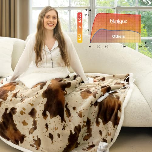 Image of Heated Blanket Throw Blanket - Fast Heating Electric Blanket, Soft Flannel Heated Throw with 4 Time Settings,10 Heating Settings, Warm Gifts for Women & Mom & Grandma