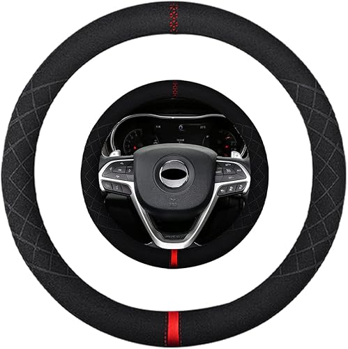 Funda de Gamuza para Volante, Compatible con Jeep Compass Patriot Wrangler Liberty Grand Cherokee Funda de Volante Antideslizante Deportiva de