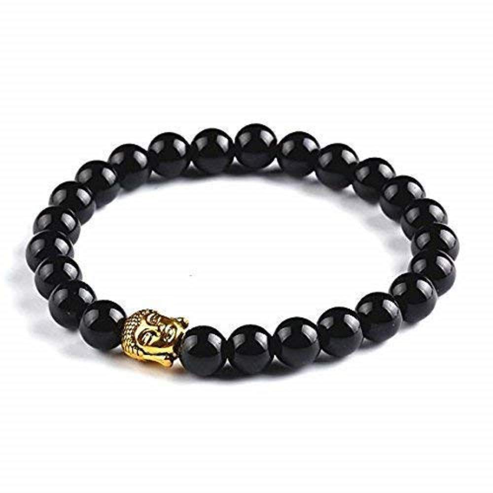 Black Stone Tourmaline Bead 8mm with White buddha with Lab Certificate-image-7