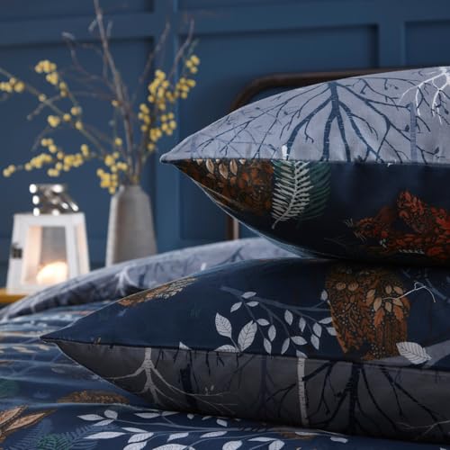 furn. Forest Fauna Woodland Duvet Set – Reversible Nature Inspired Bedding with Animal Print, Soft Polycotton, Machine Washable (Navy – Double) - Cosy Home Interiors furn. Forest Fauna Woodland Duvet Set – Reversible Nature Inspired Bedding with Animal Print, Soft Polycotton, Machine Washable (Navy – Double) - Image 3