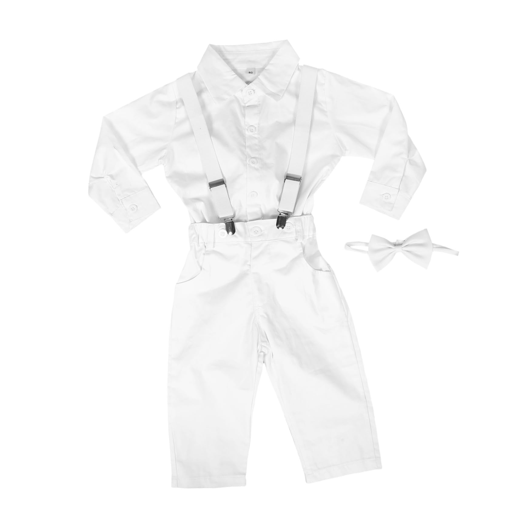 Traje de bautismo infantil camisa de manga larga para bebé trajes para pequeños para bodas atuendo de chico de shower Traje de caballero bebé algodón blanco