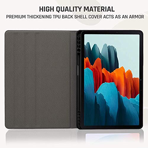 Image of Robustrion Smart Hard Back Flip Stand Case Cover for Samsung Galaxy Tab S8 / S7 11 inch SM-X700 /X706 /T870 /T875 with S Pen Holder - Dark Brown