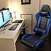 JUMMICO Gaming Chair Ergonomic Computer Chair with Footrest and Massage Lumbar Support, Height Adjustable Video Gaming Chair with 360° Swivel Seat and Headrest(Dark Blue)
