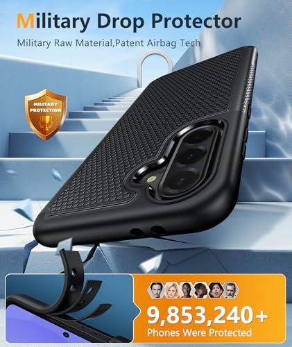 Image of FNTCASE for Galaxy A36-5G Phone Case - A56-5G Military Grade Drop Protection, 14ft Drop Tested, Screen Protector Included, Anti-Slip Matte Textured, TPU+PC Dual Layer Shockproof Cover (Black)
