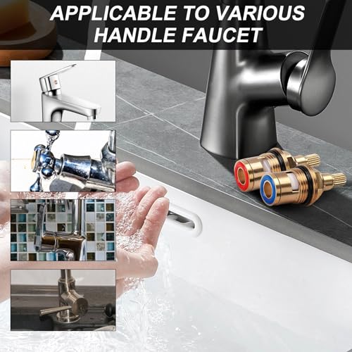 2 Set Replacement Tap Valves Mixer Tap Cartridge Replacement 1/4 Turn Tap Cartridge Replacement Kitchen Tap Valves Replacement Tap Handles Replacement for Kitchen - Image 3