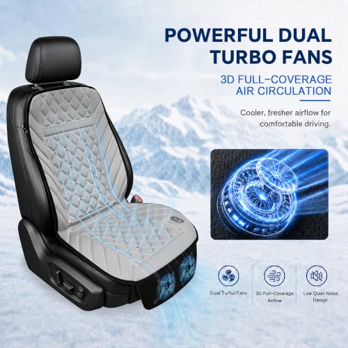 THMFHMW 2026 Upgraded Ventilated Seat Cushion, 12V-24V Cooling Car Seat Cover for Front Seat, Cooled Seat Pad for Office Chair Sofa Car SUV Truck Universal Fit,Silver Gray — view 3