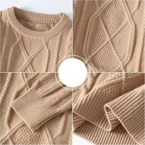 Men Thick Wool Blend Pullover Sweater - Casual O-Neck Knitted Autumn Winter Warm Full Sleeve2