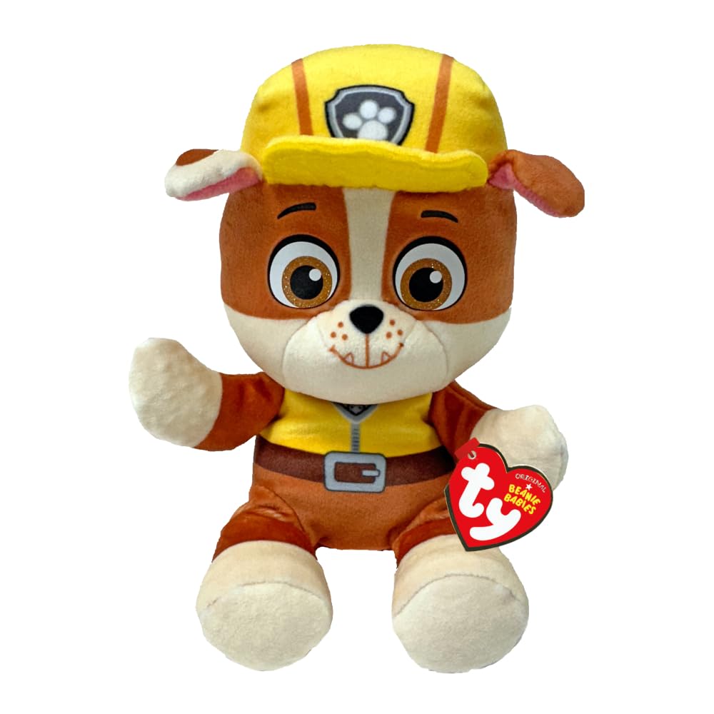 TY Rubble Paw Patrol Weiches Plüschtier für Kinder, Kuschelteddy, Sammlerstück Stofftier, Beanie Babies Serie, Regular