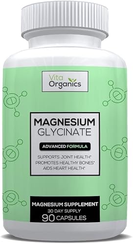 Fórmula avanzada de glicinato de magnesio, 275 mg por porción, suplemento de magnesio para corazón, músculo, huesos, alta absorción, fabricado en