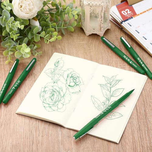 Image of Fuyoooo 36 Pcs Green Felt Tip Pens Bulk,Quick Dry, 0.7 mm Medium Point