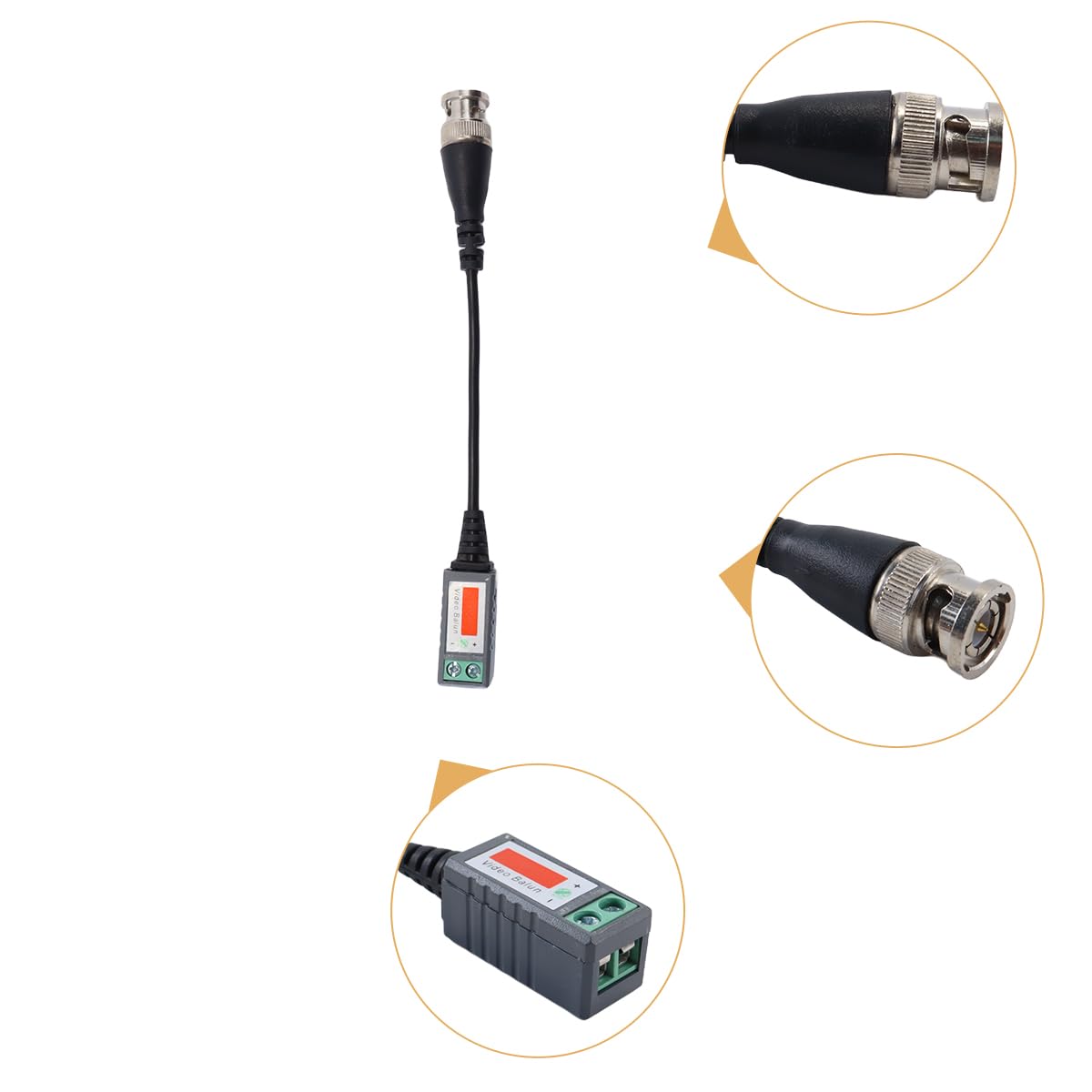 Ludom 4 pares de conectores de video balun, cable transceptor de video balun para cámaras HD-CVI/TVI y AHD