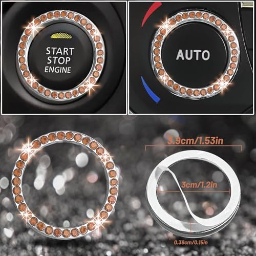 NBTEPEM 12 Pcs Bling Car Accessories Set for Women Car Floor Mats Full Set Steering Wheel Cover Seat Belt Covers Coasters Universal Fit Car SUV Truck Van Gold - Image 8