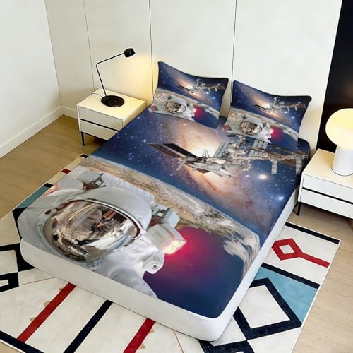 Drap housse astronaute 120x200 imprimé 3D haute finition - 5