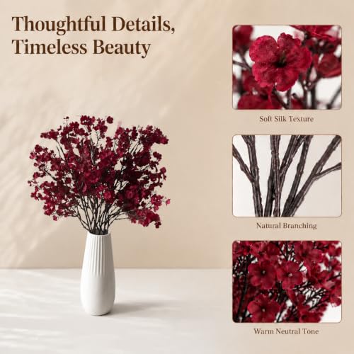Image of Mandy's 6 Bundles Artificial Burgundy Baby's Breath Flowers