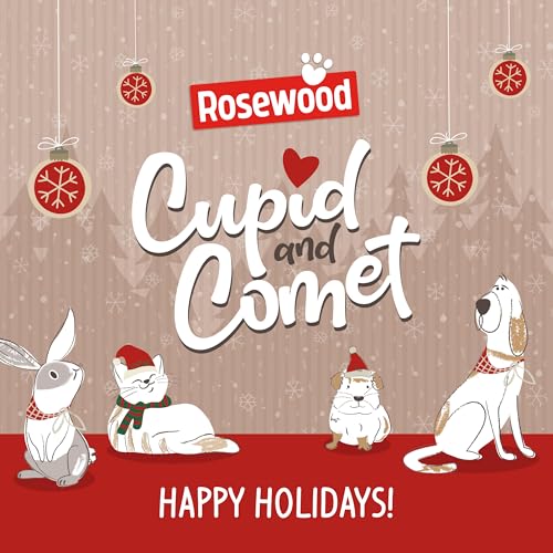 Rosewood Cupid & Comet Hundeleckerlis 280g – Ohne Rohleder, mit echtem Huhn und Süßkartoffel – Sicherer, gesunder Weihnachtssnack für Hunde – Geschenkidee für Weihnachten oder besondere Anlässe