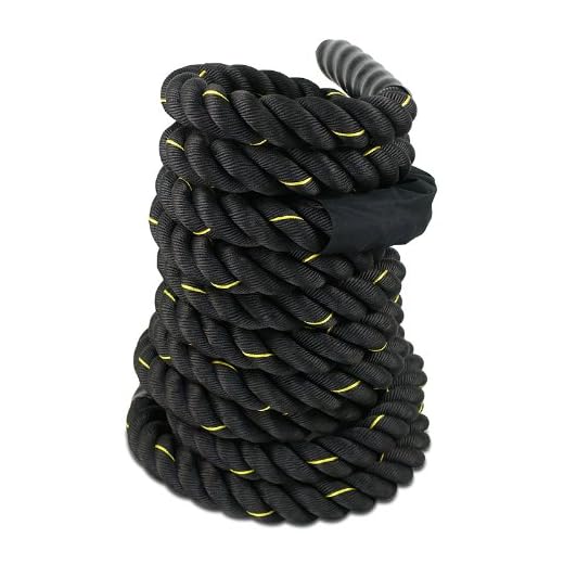 Smartxchoices Black Heavy Battle Rope for Exercise Training Fitness 1.5''Width 30ft Length Workout Ropes Home Gyms Abdominal Muscle Biceps Abs Metabolic Protective Nylon Cover (1.5''*30ft)