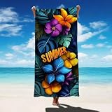 Telo Mare Microfibra Spiaggia Estate Fiore Telo Mare Grande 90x180 cm Asciugamano Palestra, Asciugatura Rapida, Coperta da Spiaggia Assorbente, Morbido e Facile da Mantenere per Viaggi, Nuoto P-3331