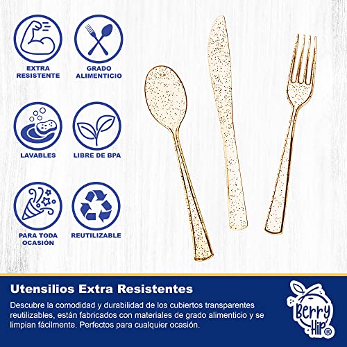 Lista de Cubiertos desechables elegantes para comprar hoy. 9 cubiertos desechables elegantes marca Berry Bloom (3)
