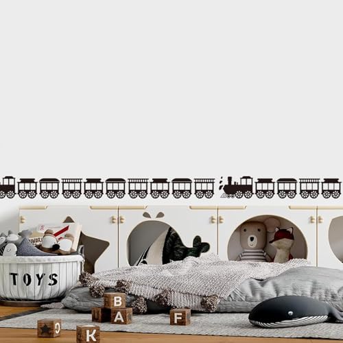 PLIGREAT 2 hojas vinilos decorativos tren dibujo negro miniatura 2