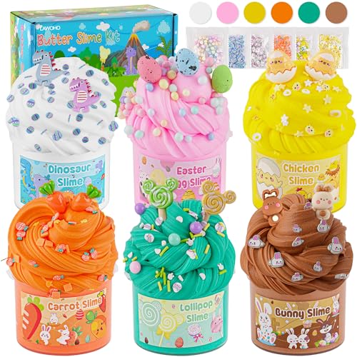 LAWOHO 6 Ostern Slime Set- ButterSchleim für Kinder mit Easter...
