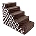 Best Pet Supplies Dog Stairs for Small Dogs & Cats, Foam Pet Steps Portable Ramp for Couch Sofa and High Bed Non-Slip Balanced Indoor Step Support, Paw Safe No Assembly - Brown Lattice Print, 5-Step