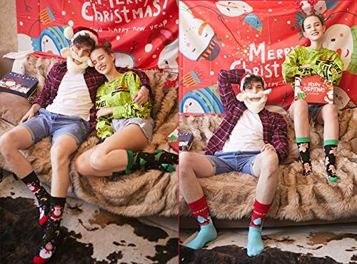6 Pairs Mens Christmas Socks Novelty Funny Winter Warm Knitting Calf Socks Cotton ( Size: 6-11 )