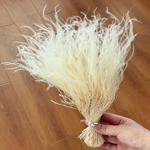 500pcs Dried Flowers,11.8 Inches Feather Flowers,Real Feather Grass Bouquet Suitable