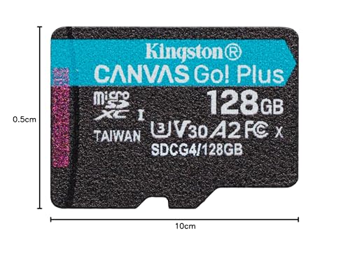 Image of Kingston Canvas Go Plus microSDXC Memory Card Gen4 200MB /s A2 U3 V30 128GB Single Pack w /o ADP Card only-SDCG4 /128GBSP