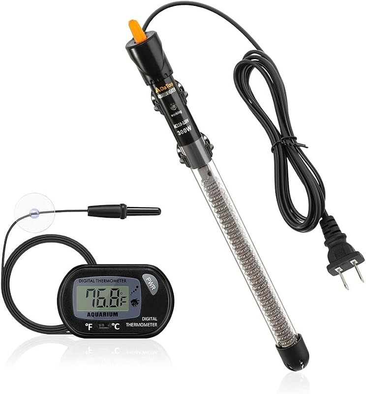 DaToo 300W Adjustable Knob Aquarium Heater Submersible Fish Tank Heater with Digital Thermometer for Saltwater and Freshwater Tanks