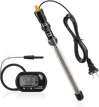 DaToo 300W Adjustable Knob Aquarium Heater Submersible Fish Tank Heater with Digital Thermometer for Saltwater and Freshwater Tanks